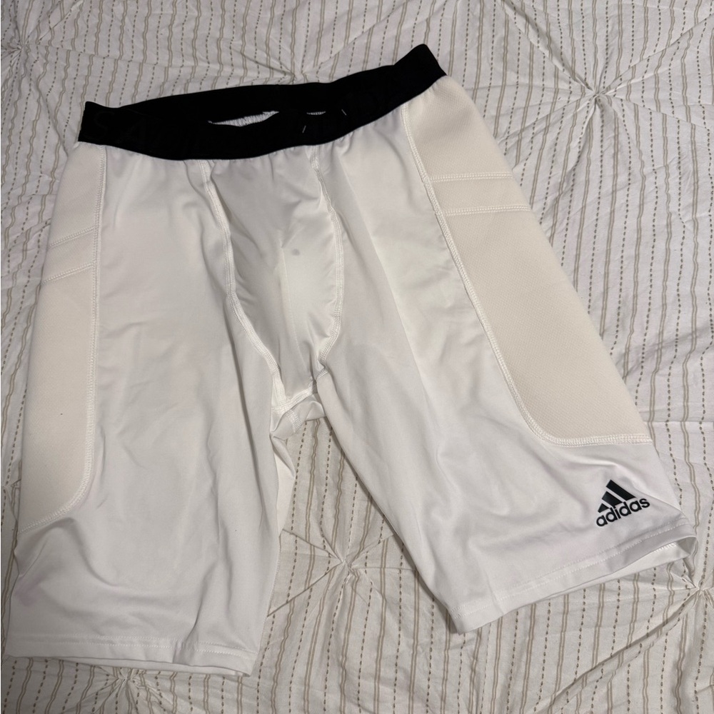 Adidas White Performance Shorts with Black Trim